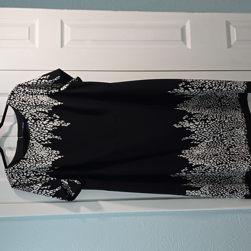 Adrianna Papell Black and White Animal Print Dress